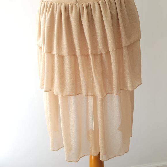 Majorelle Strapless Mini Dress Gold Sparkly Ruffle Tube Top Women XXS - Picture 7 of 12